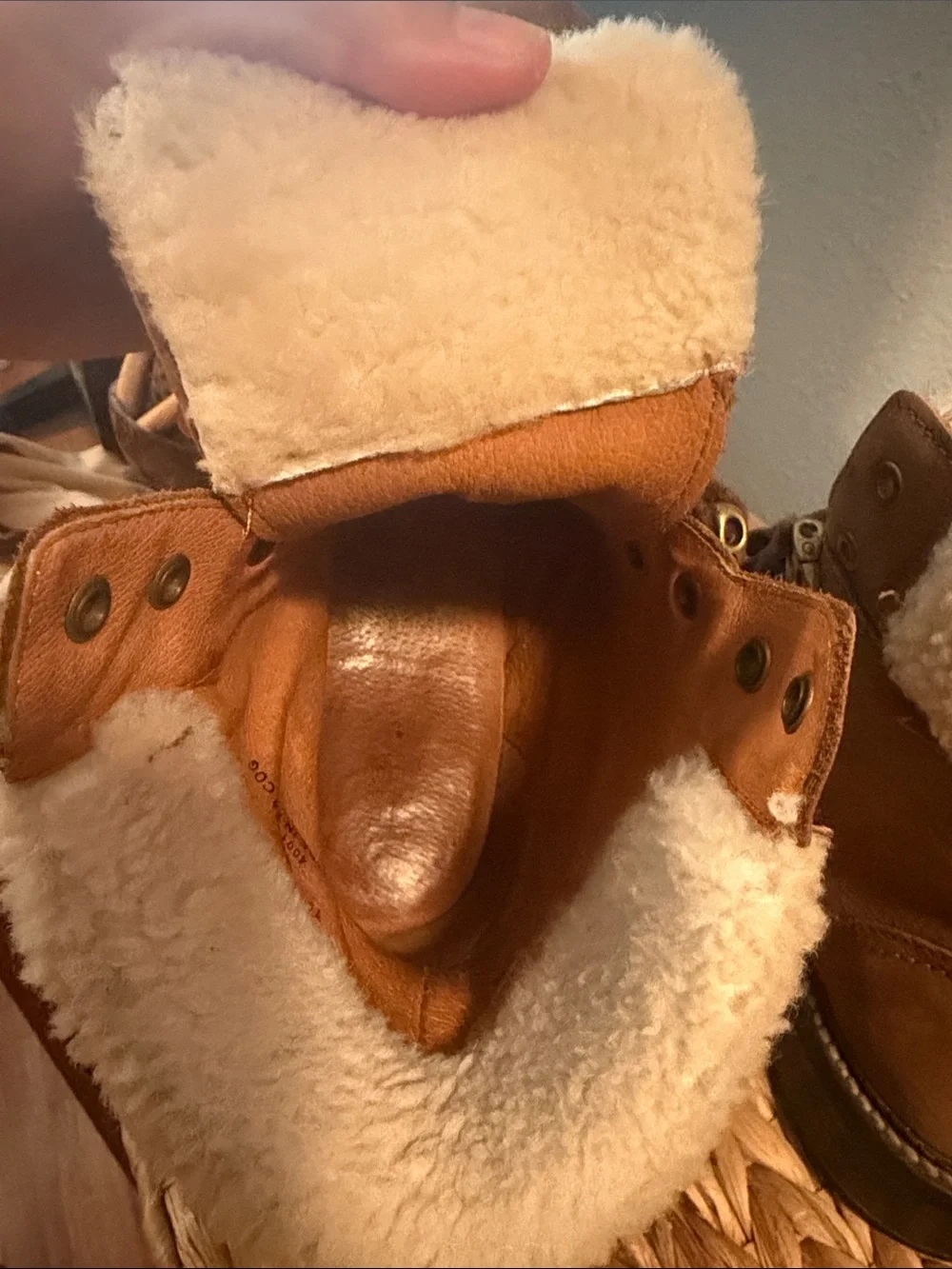 Frye Brown Leather Winter Boots with Purple Laces